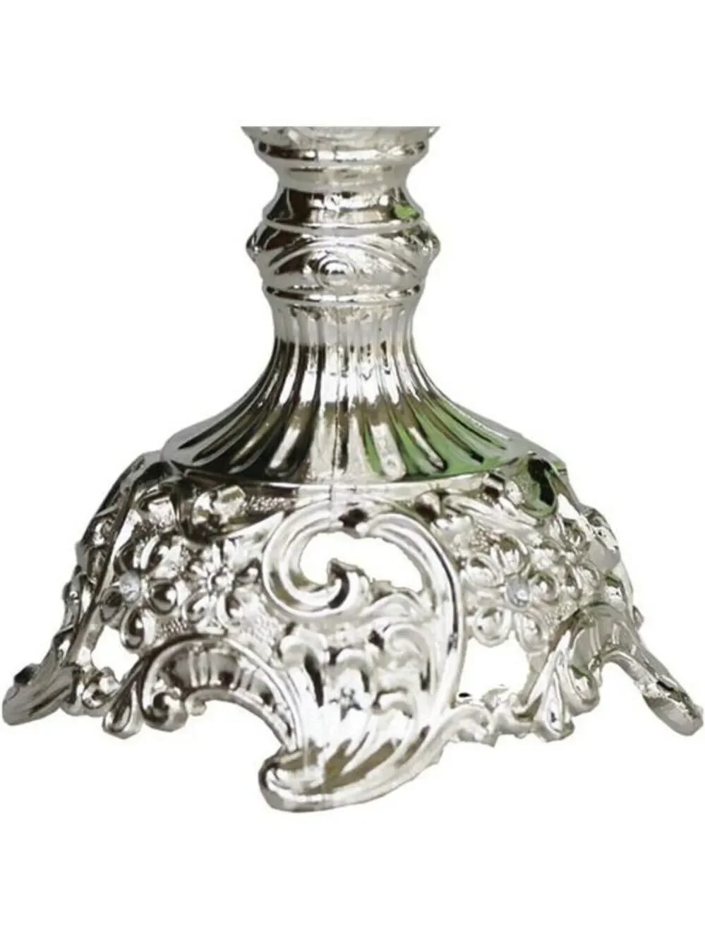 Silver Metal Taper Candle Holders Set of 2 Engraved Decorative Candlestick Decor